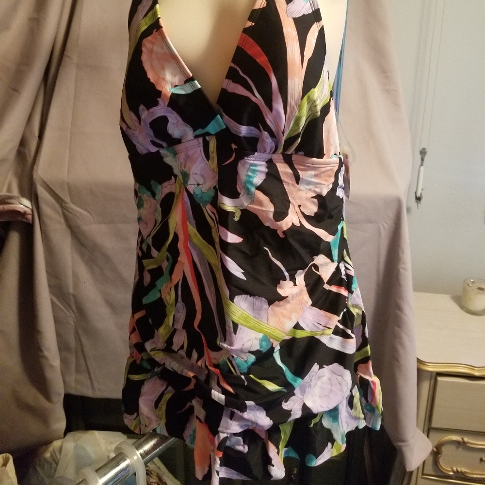 One piece ladies swim suit with skirt